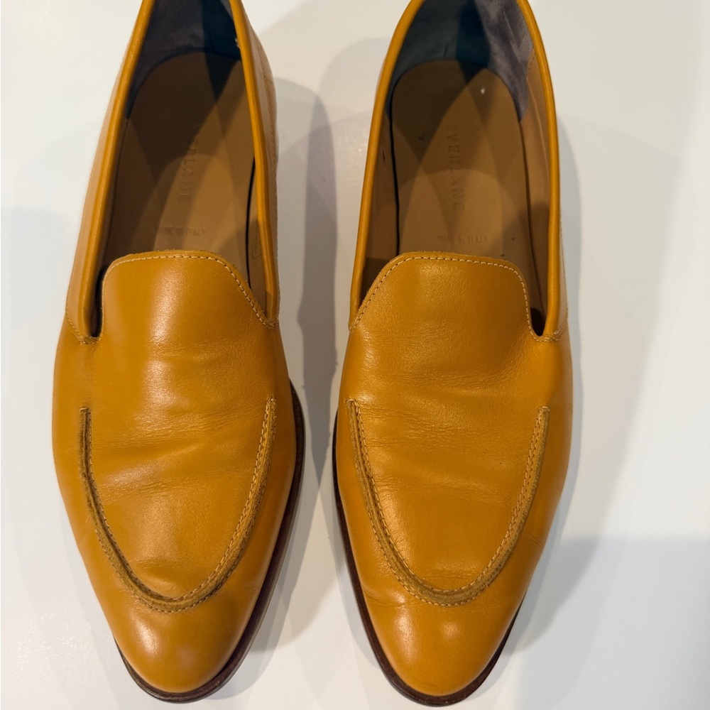 Everlane Women’s Leather Slip-On Loafers in Mustard Yellow